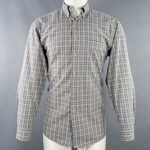 BUTTON DOWN Size S Blue White Plaid Cotton One Pocket Long Sleeve Shirt